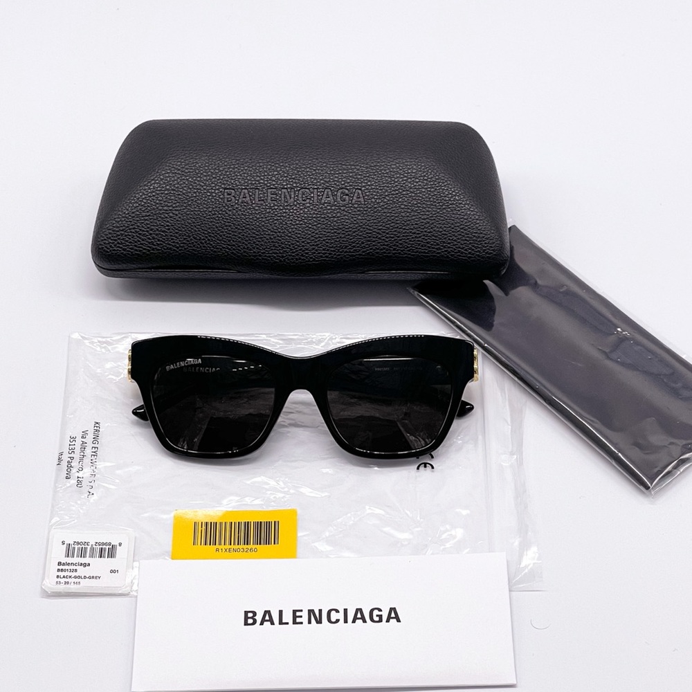 NEW BALENCIAGA BB0132S 001 BLACK CAT EYE SUNGLASSES - Picture 12 of 12
